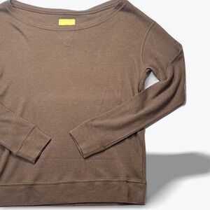 Maggie Ward Pullover Sweatshirt Womens Small Brown Boat Neck Long Sleeve Top
